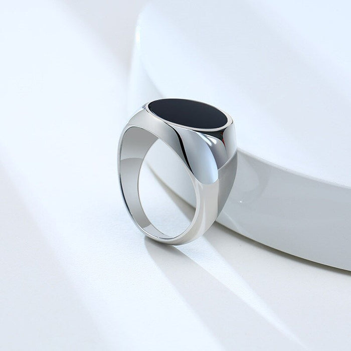 Antonios Modern Stainless Steel Ring Men - AntoniosClothing - Black-black