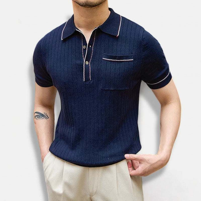 Old money polo english t-shirt - AntoniosClothing - Navy blue