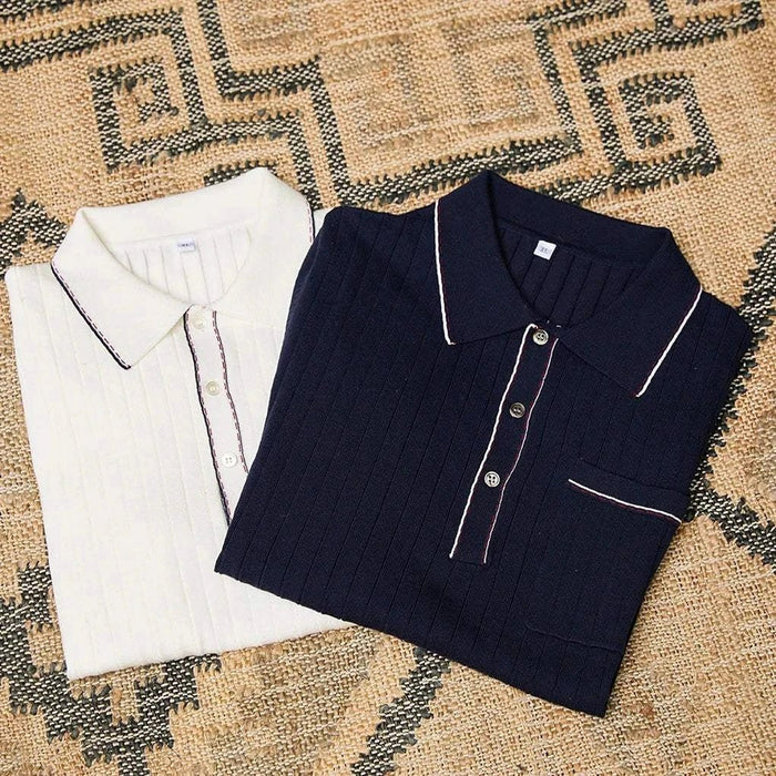 Old money polo english t-shirt - AntoniosClothing - Navy blue