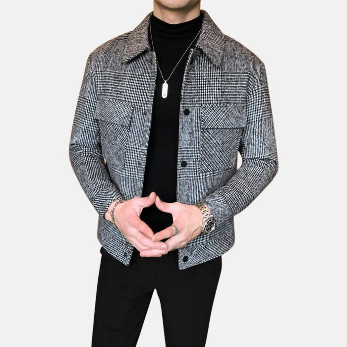 Antonios Patchwork Pattern Coat Men - AntoniosClothing - gray