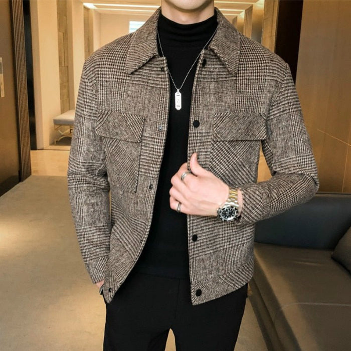 Antonios Patchwork Pattern Coat Men - AntoniosClothing - Khaki