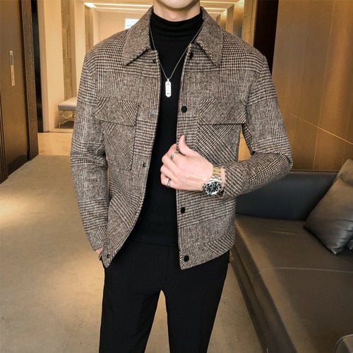 Antonios Patchwork Pattern Coat Men - AntoniosClothing - Khaki