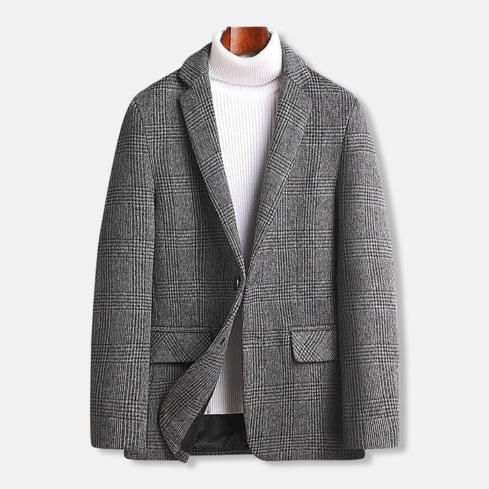 Antonios Plaid Pattern Men Blazer - AntoniosClothing - Camel