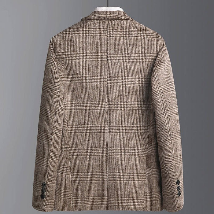 Antonios Plaid Pattern Men Blazer - AntoniosClothing - Camel
