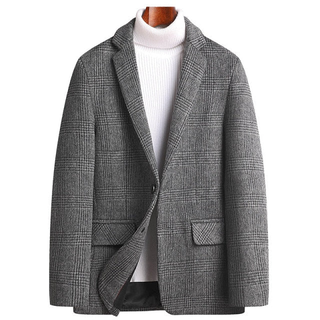 Antonios Plaid Pattern Men Blazer - AntoniosClothing - Gray