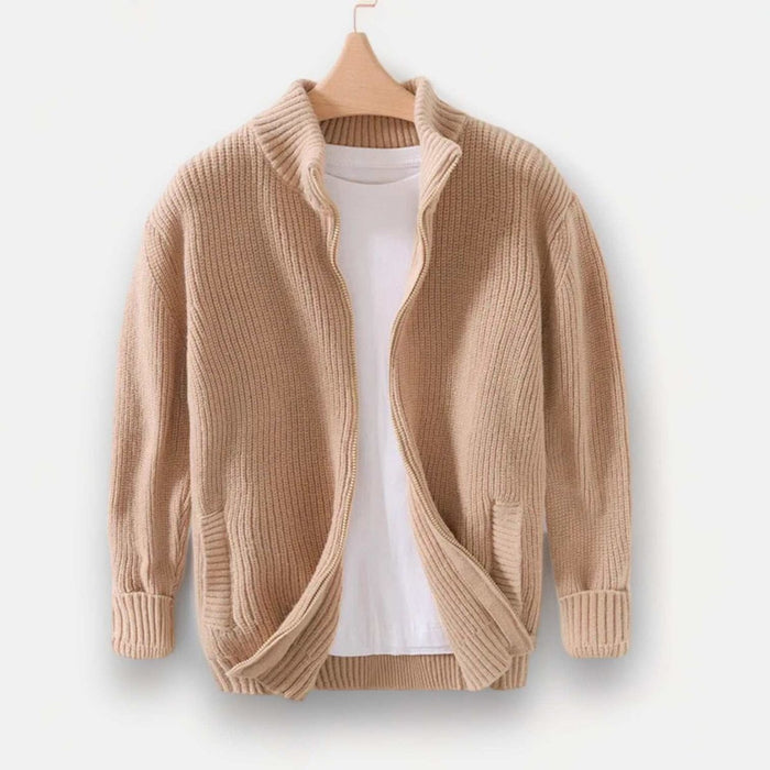 Autumn stand collar zipper - AntoniosClothing - Camel