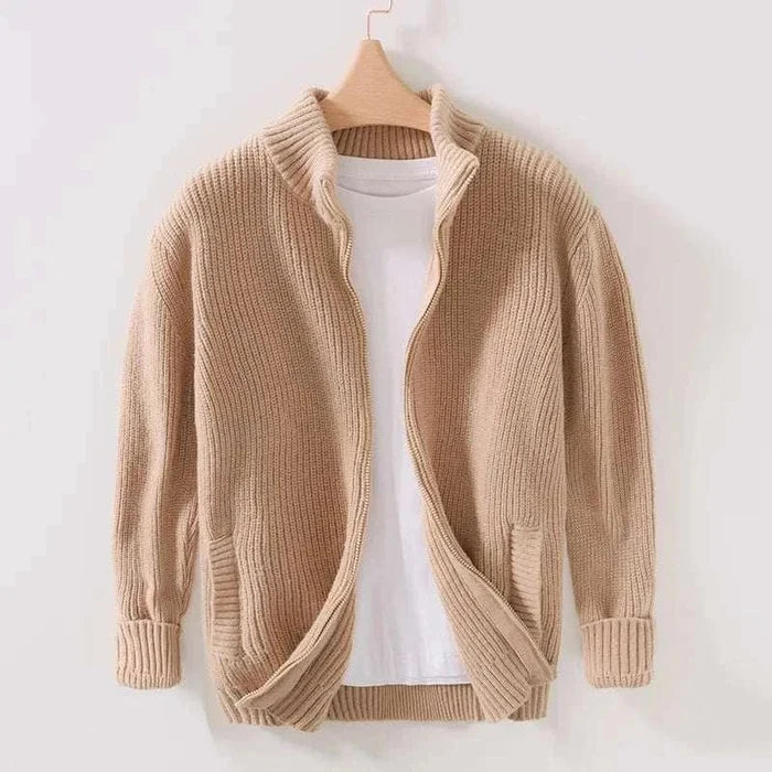 Autumn stand collar zipper - AntoniosClothing - Camel