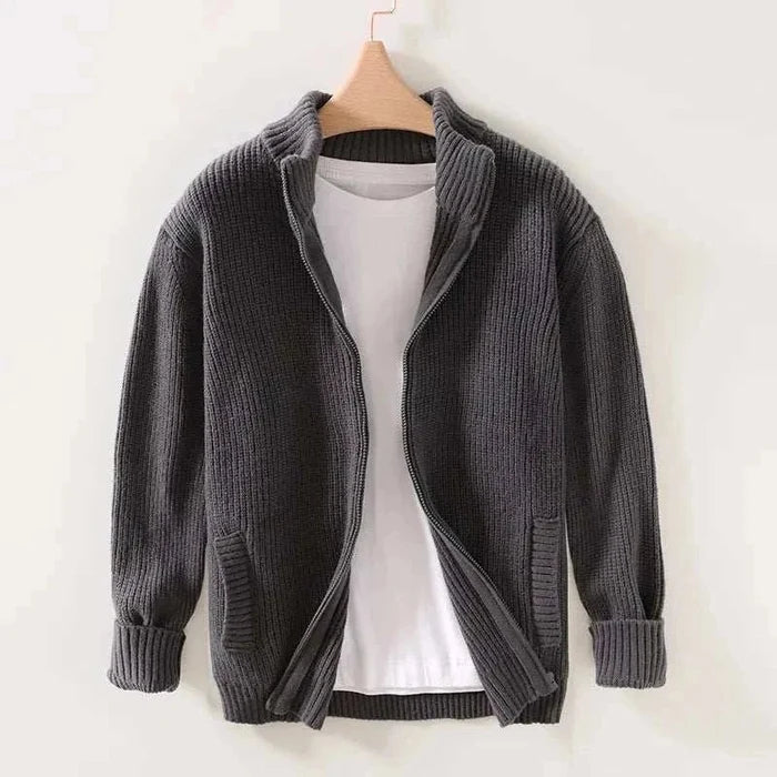 Autumn stand collar zipper - AntoniosClothing - Gray