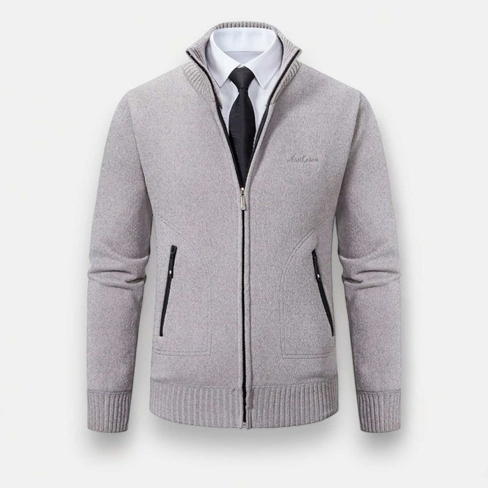 Stand collar sweater with zipper - AntoniosClothing - Grey