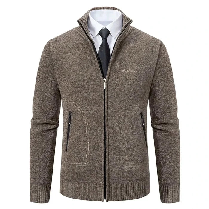 Stand collar sweater with zipper - AntoniosClothing - Grey
