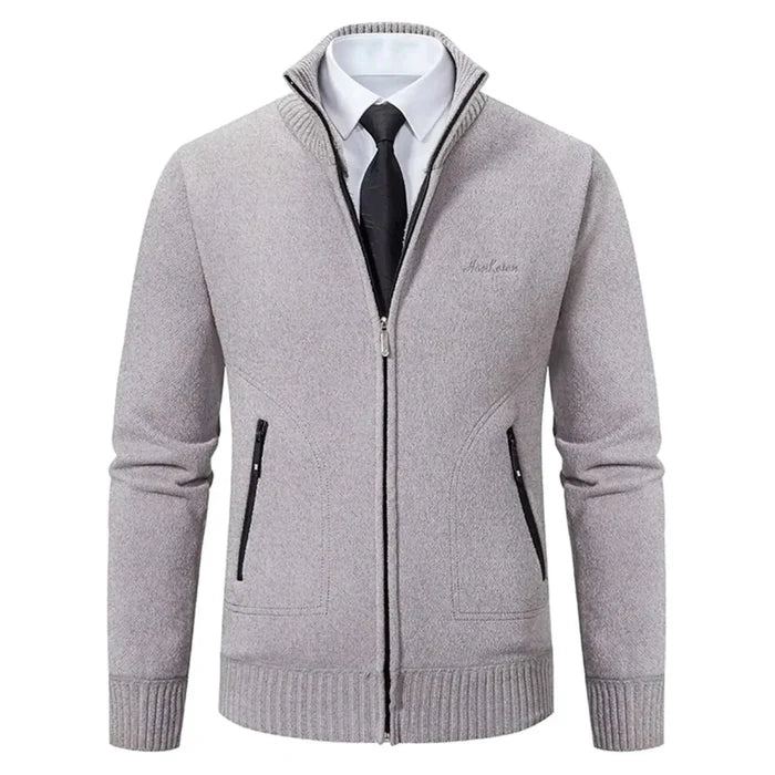 Stand collar sweater with zipper - AntoniosClothing - Grey