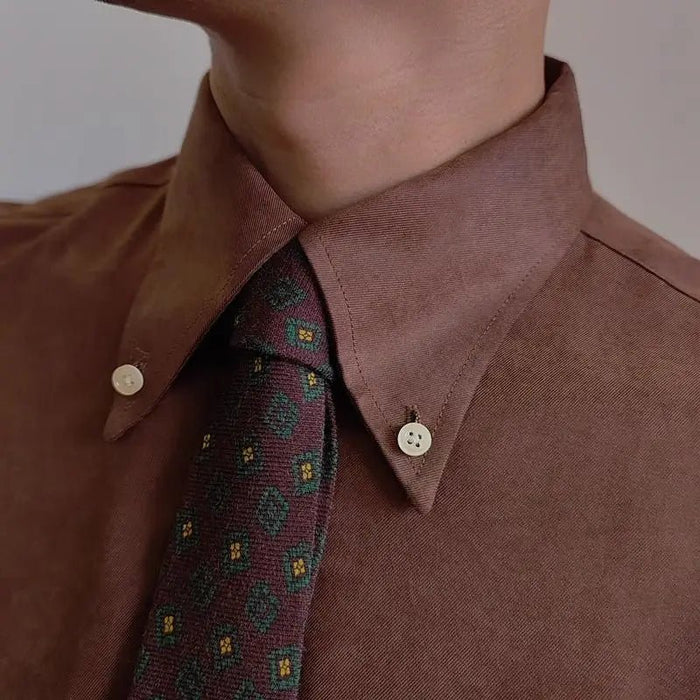 British coffee toned shirt retro business chic - AntoniosClothing - Dark Brown