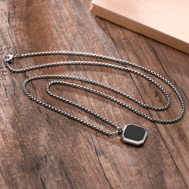 Antonios Rubin Stainless Steel Necklace Men - AntoniosClothing - Silver