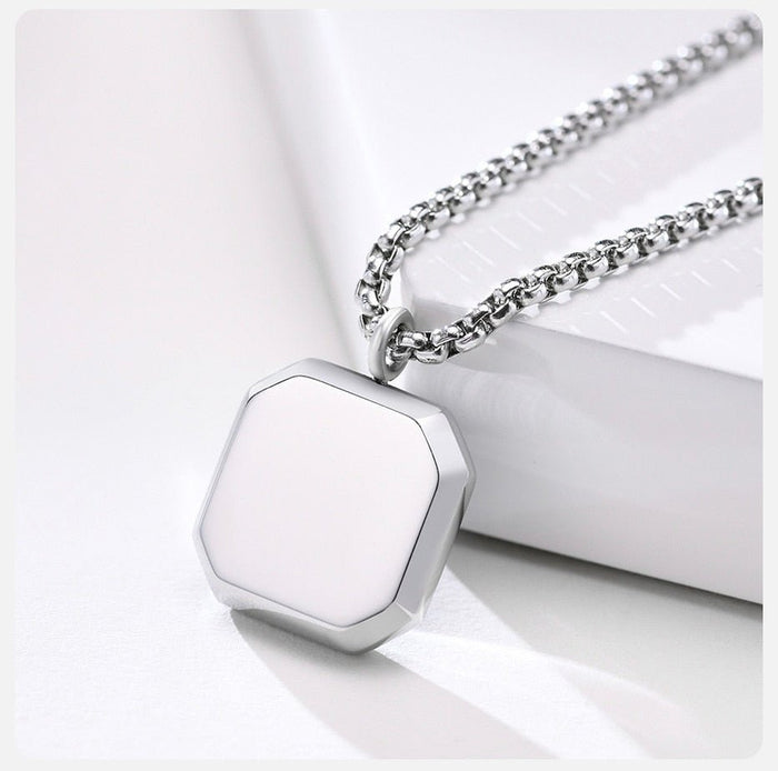 Antonios Rubin Stainless Steel Necklace Men - AntoniosClothing - Silver