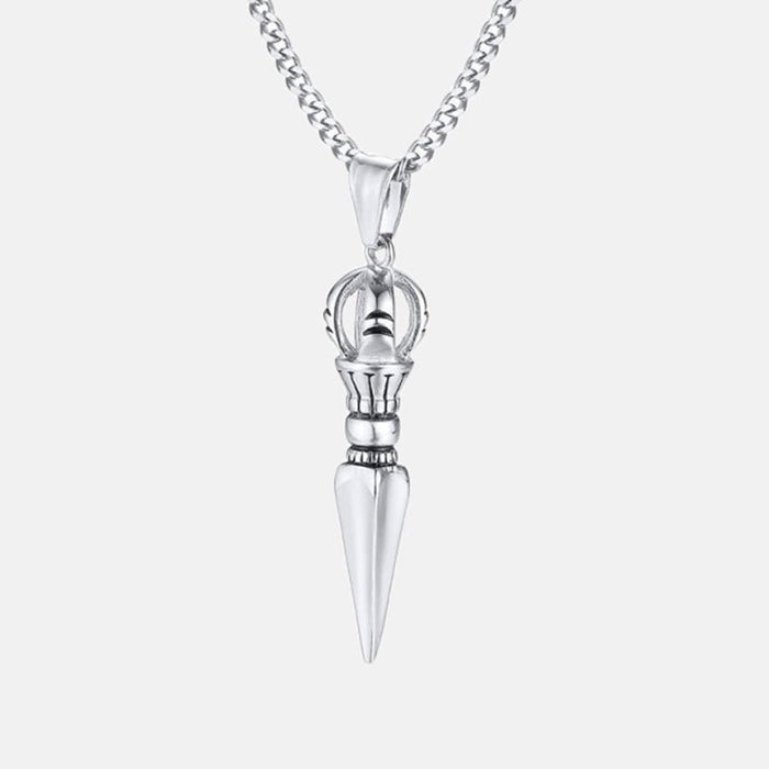 Antonios Saint Stainless Steel Necklace Men - AntoniosClothing - silver