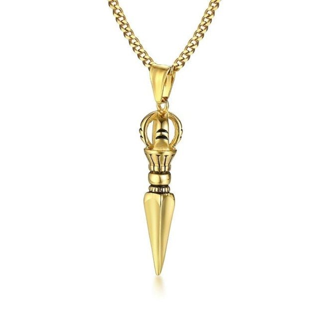 Antonios Saint Stainless Steel Necklace Men - AntoniosClothing - gold