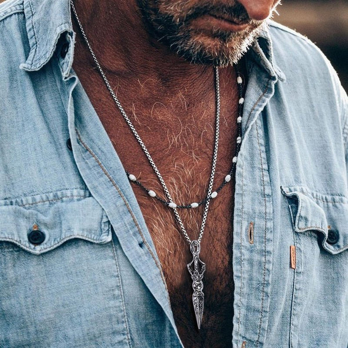 Antonios Saint Stainless Steel Necklace Men - AntoniosClothing - gold