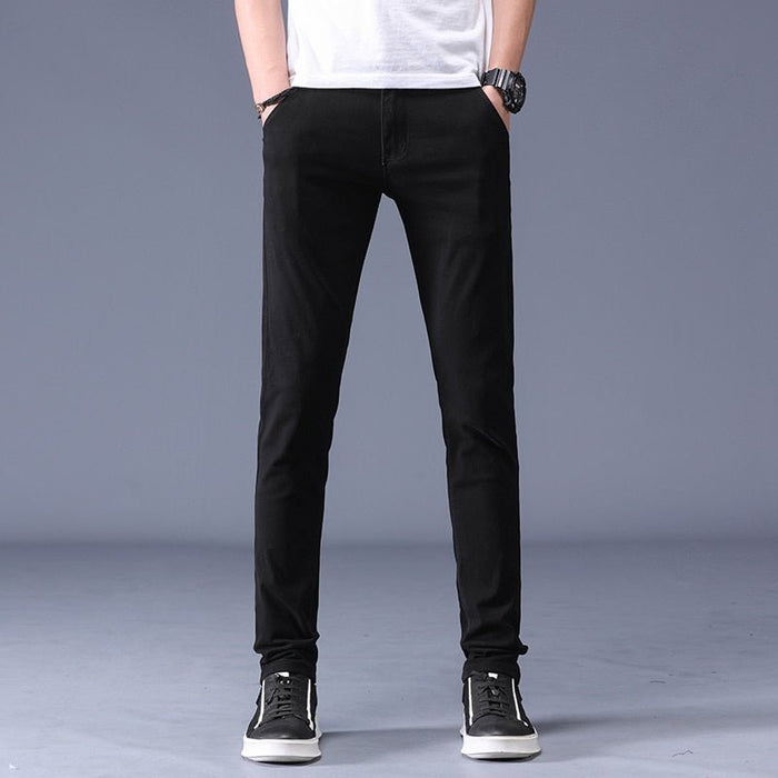 Antonios Slim Fit Cotton Stretch Trousers Men - AntoniosClothing - Black