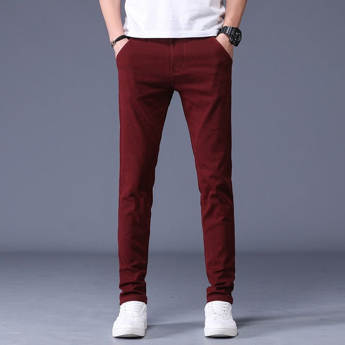 Antonios Slim Fit Cotton Stretch Trousers Men - AntoniosClothing - Blue