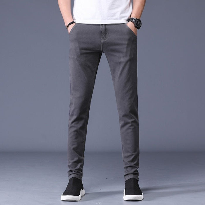 Antonios Slim Fit Cotton Stretch Trousers Men - AntoniosClothing - Gray