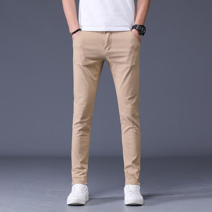 Antonios Slim Fit Cotton Stretch Trousers Men - AntoniosClothing - Khaki