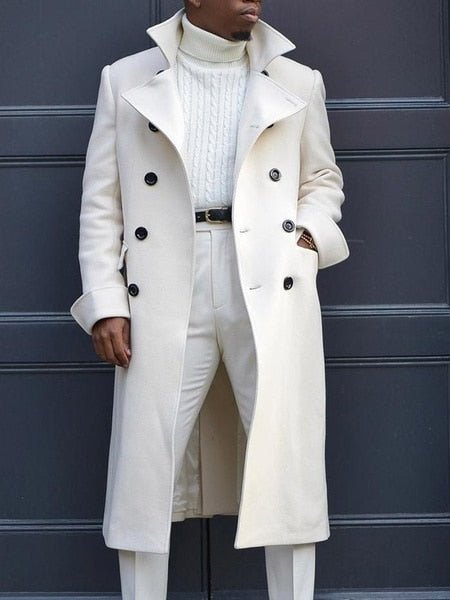 Antonios Autumn Solid Coat Men - AntoniosClothing - white