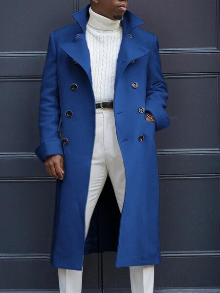 Antonios Autumn Solid Coat Men - AntoniosClothing - Blue