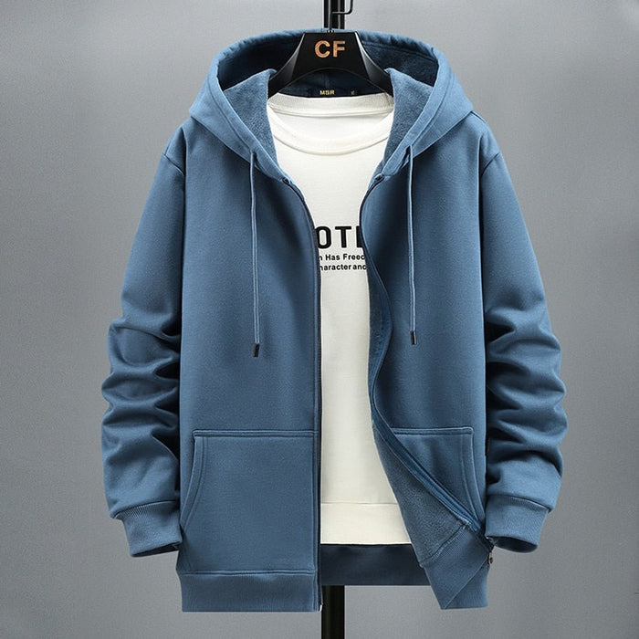 Antonios Solid Hooded Jacket Men - AntoniosClothing - Blue