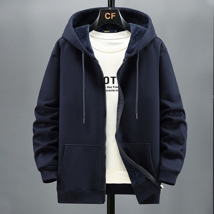 Antonios Solid Hooded Jacket Men - AntoniosClothing - Navy