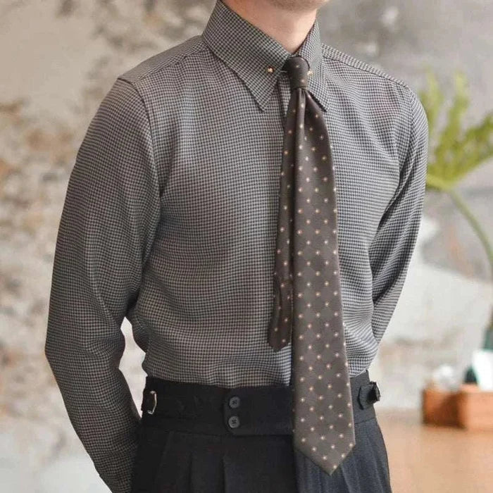 Office tuxedo long-sleeve shirt - AntoniosClothing - Gray