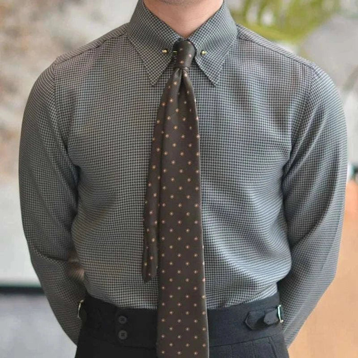 Office tuxedo long-sleeve shirt - AntoniosClothing - Gray