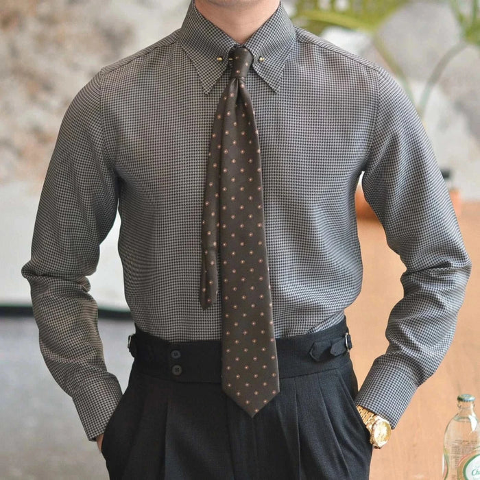 Office tuxedo long-sleeve shirt - AntoniosClothing - Gray