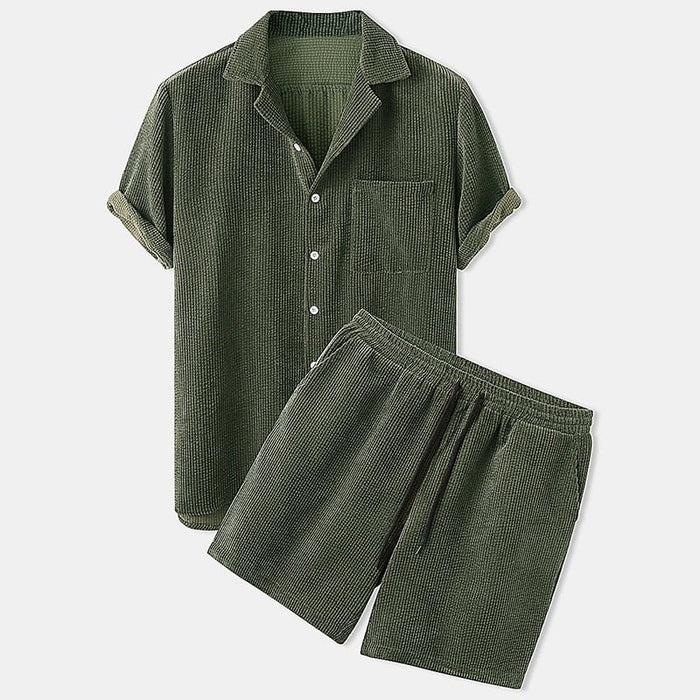 Antonios Solid Summer Set 2 piece ( T-Shirt + Shorts ) - AntoniosClothing - Green