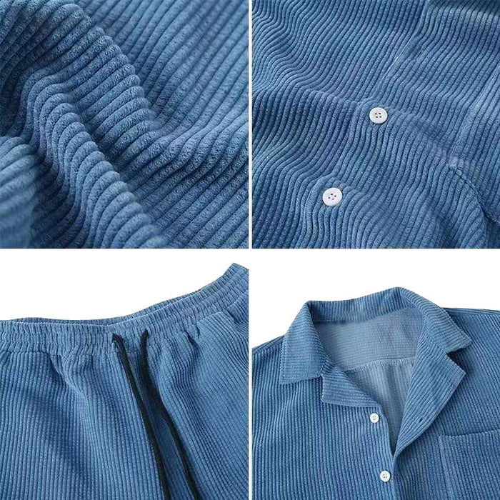 Antonios Solid Summer Set 2 piece ( T-Shirt + Shorts ) - AntoniosClothing - Blue