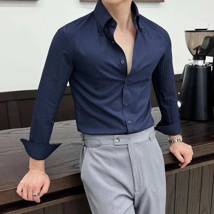 Business casual slim fit shirt - AntoniosClothing - White