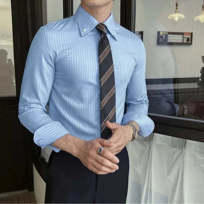 Business casual slim fit shirt - AntoniosClothing - Sky Blue