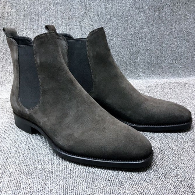Antonios Suede Leather Boots Men - AntoniosClothing - gray