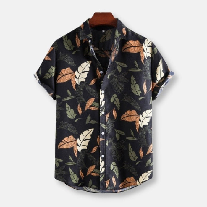 Antonios Summer Floral Print Shirt Men - AntoniosClothing - Black