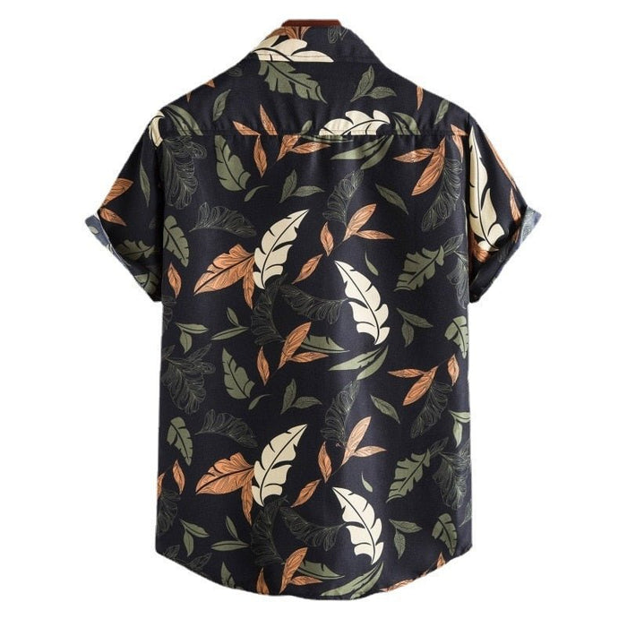 Antonios Summer Floral Print Shirt Men - AntoniosClothing - Black