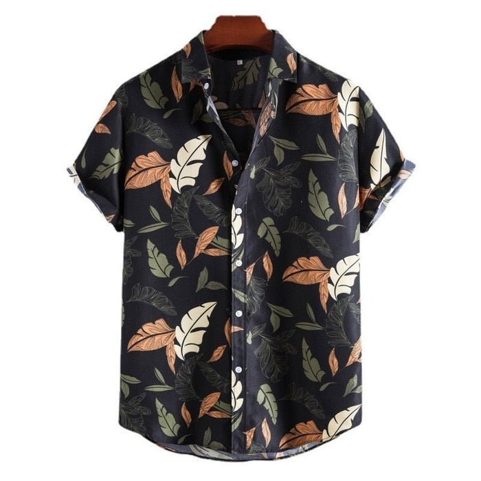 Antonios Summer Floral Print Shirt Men - AntoniosClothing - Black