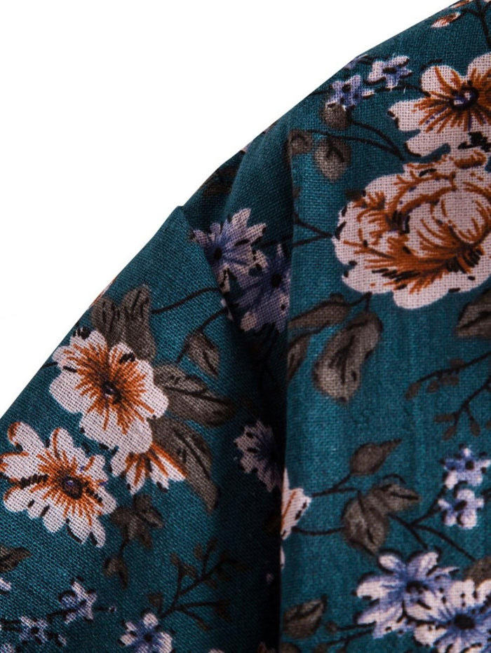 Antonios Summer Floral Print Shirt Men - AntoniosClothing - Black