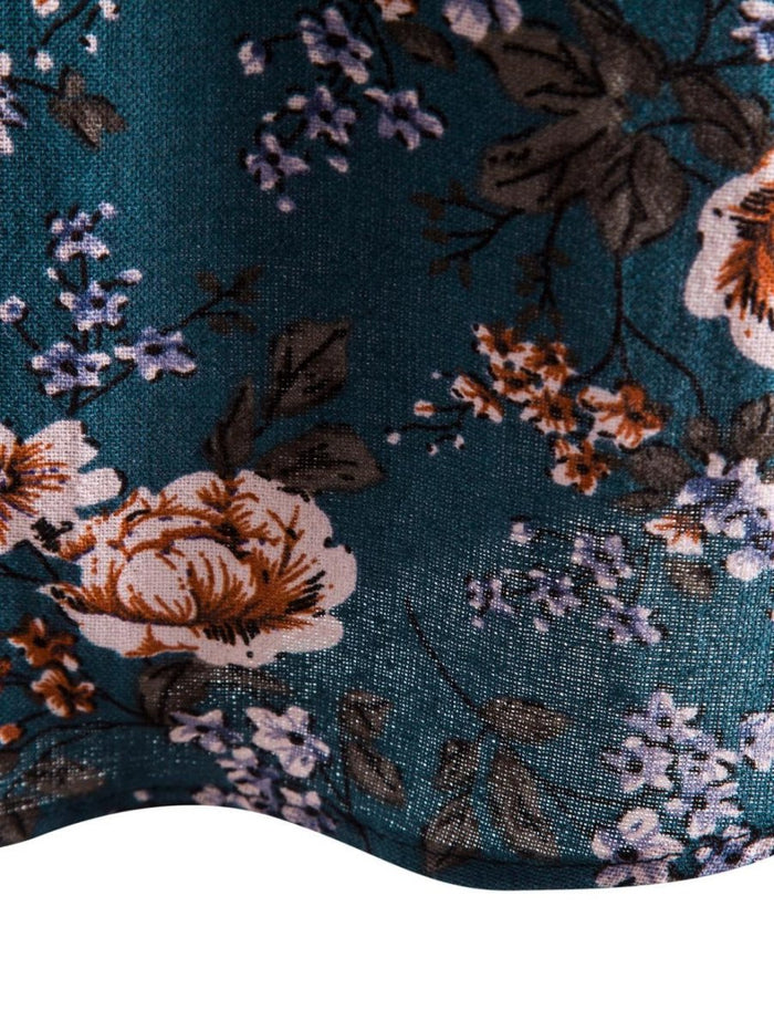 Antonios Summer Floral Print Shirt Men - AntoniosClothing - Black
