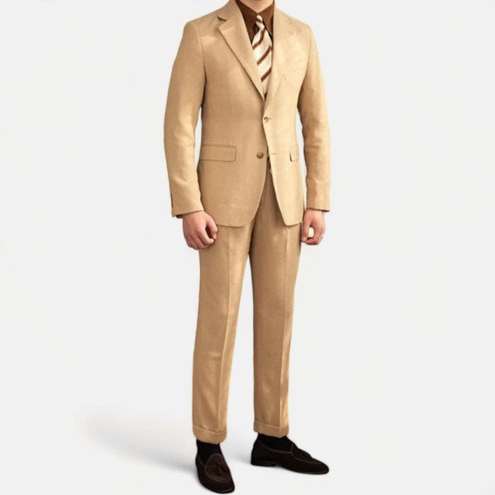 Wedding 2 piece premium suit - AntoniosClothing - Beige suit