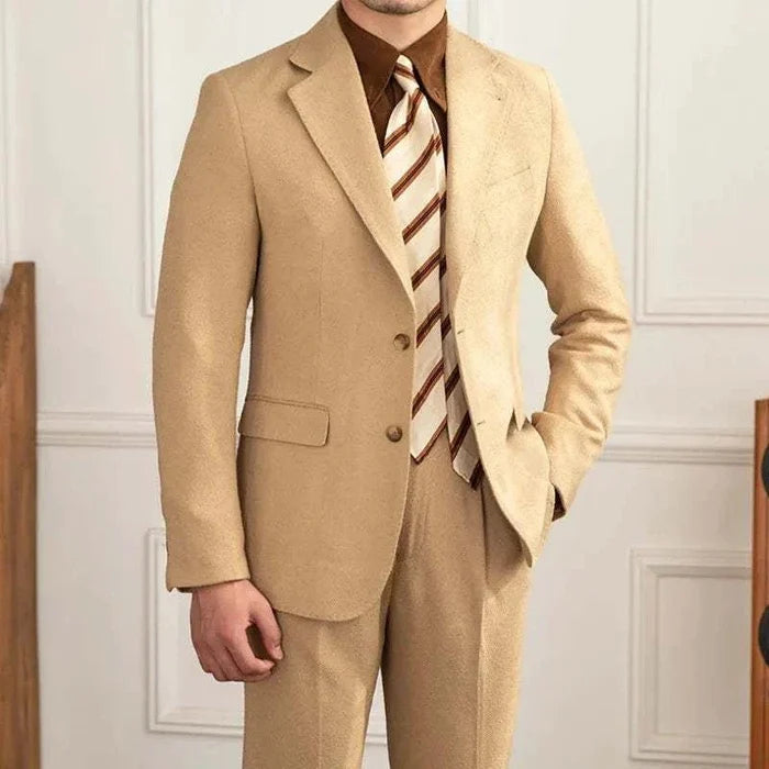 Wedding 2 piece premium suit - AntoniosClothing - Khaki suit