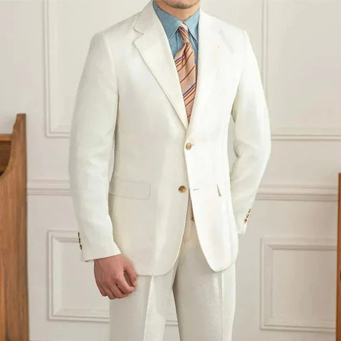 Wedding 2 piece premium suit - AntoniosClothing - Beige suit