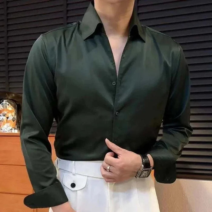 Tuxedo office long sleeve shirt - AntoniosClothing - Green