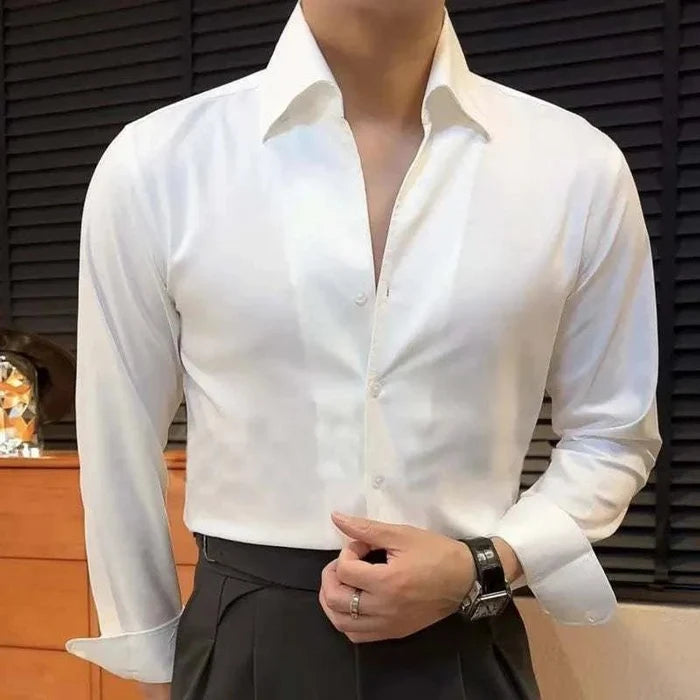 Tuxedo office long sleeve shirt - AntoniosClothing - White