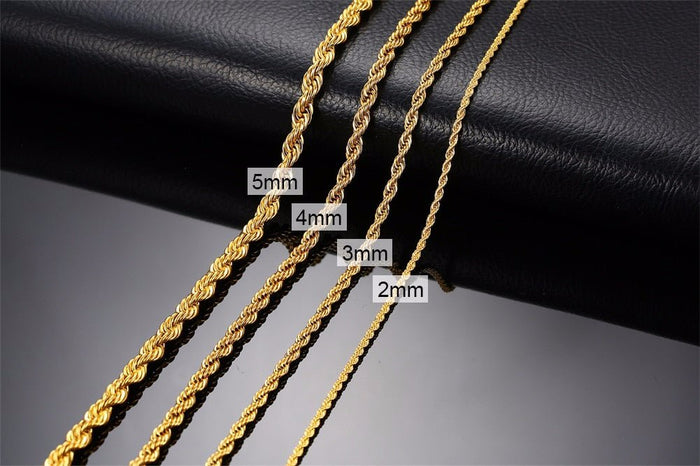 Antonios Twist Stainless Steel Necklace Men - AntoniosClothing - 2mm GOLD