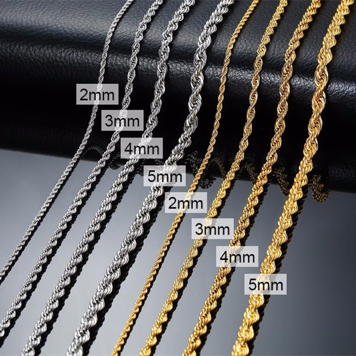 Antonios Twist Stainless Steel Necklace Men - AntoniosClothing - 4mm STEEL