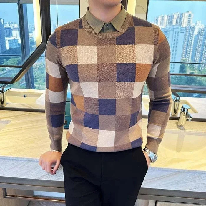 Tone two color sweater - AntoniosClothing - Grayish Green